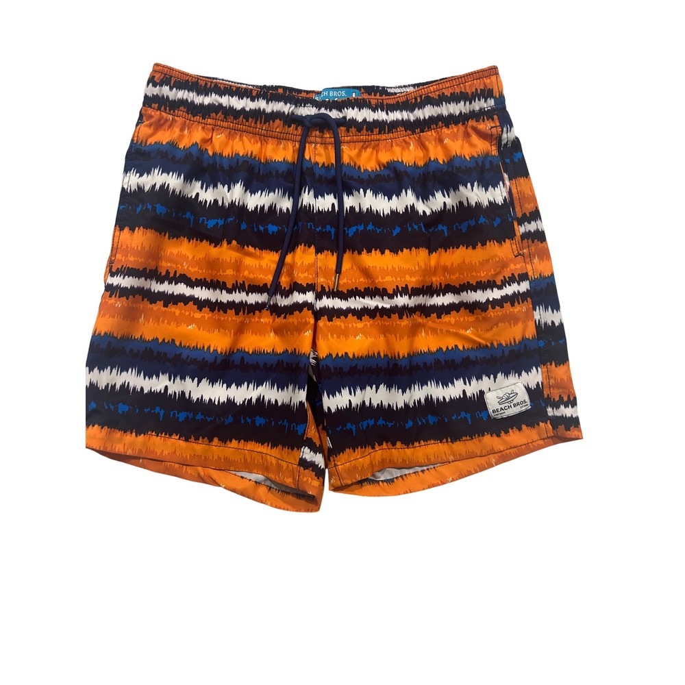 Beach Bros Swim Trunks Surf‎ Shorts Orange Blue White Striped Mens Large
(717)